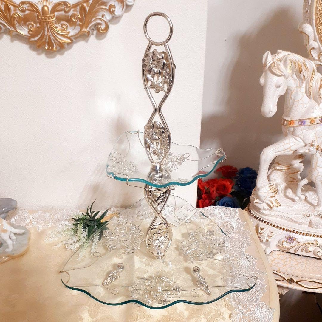 ヨーロッパ輸入雑貨 アールヌーボー2段式トレー スイーツ盛 ケーキお菓子